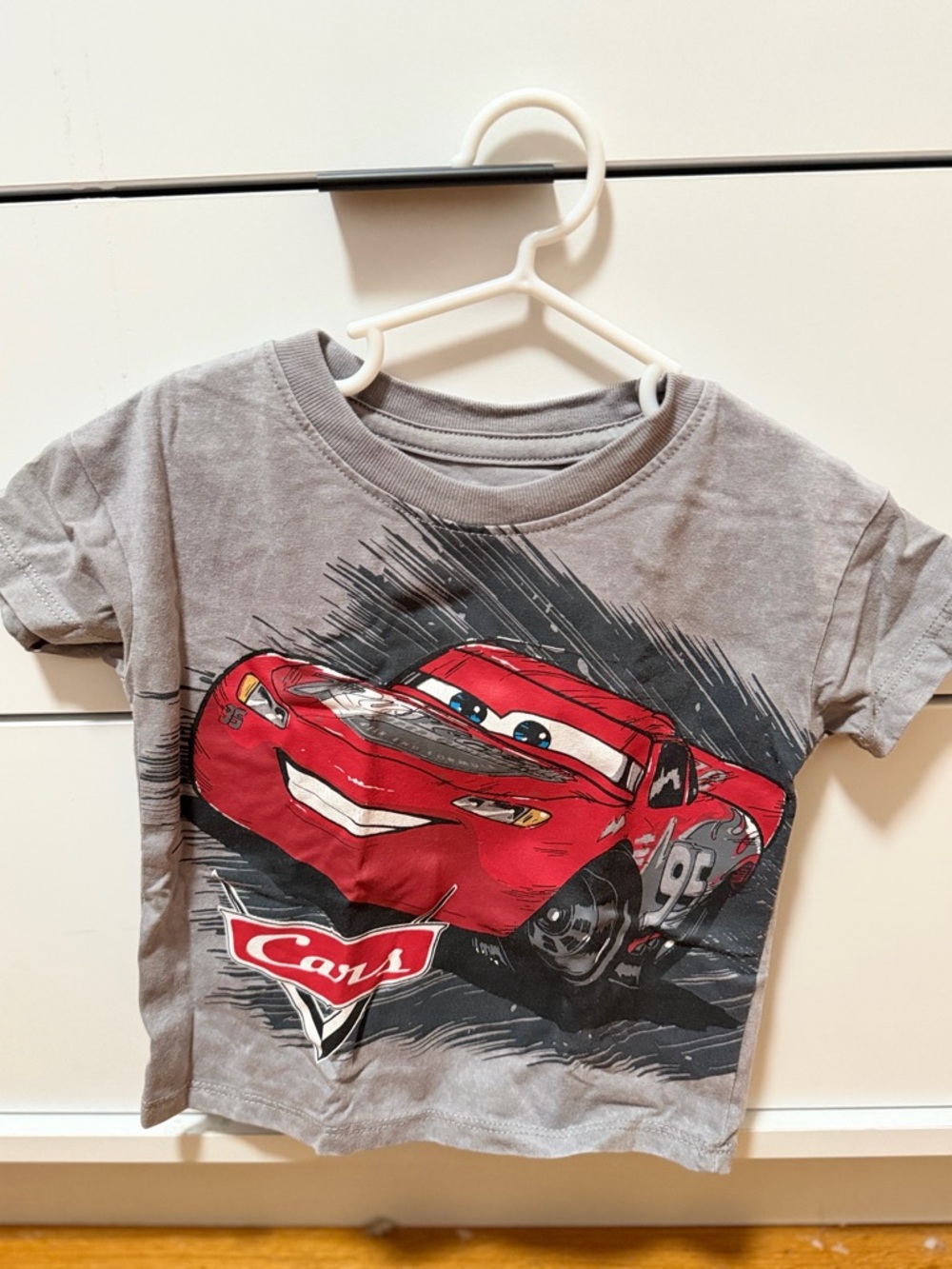 Disney Gray Tee with Red Lightning McQueen Graphic